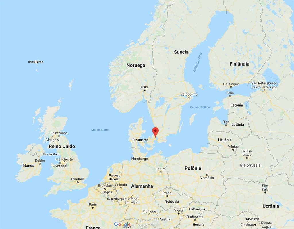 mapa da Dinamarca
