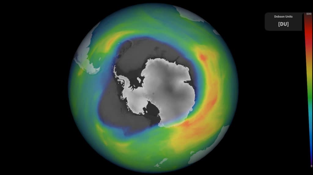 satélite mostra buraco na camada de ozônio