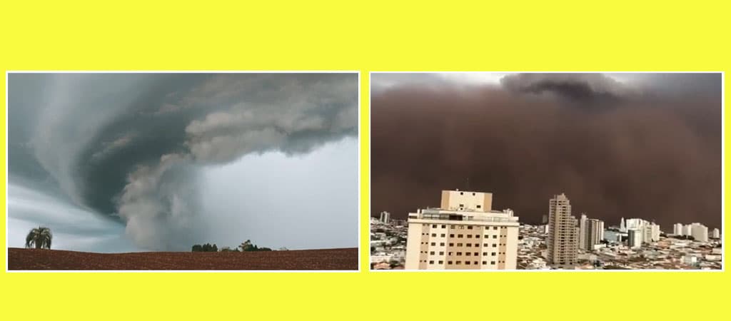 tempestades de areia e chuva no Brasil