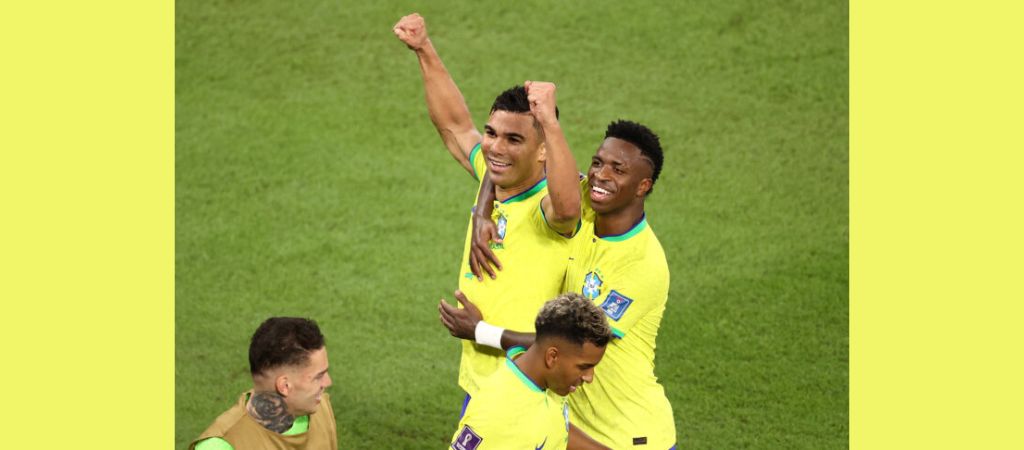 Casemiro marca o gol contra Suíça no 2º jogo do Brasil na Copa do Mundo em 2022