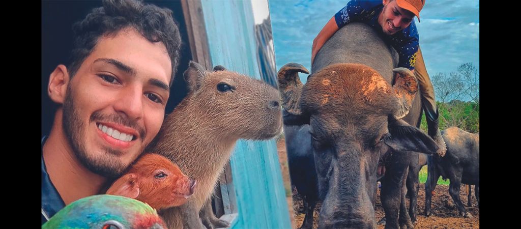 Agenor e sua capivara Filó