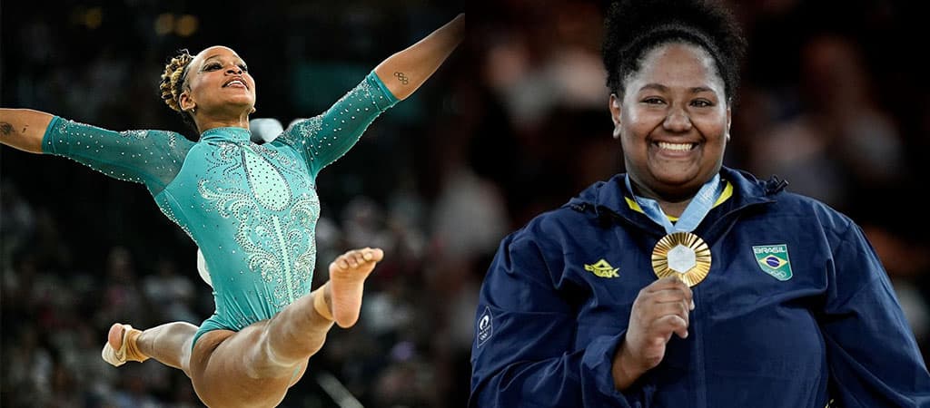 Destaque para as medalhas de ouro da Rebeca Andrade, no solo, e da Beatriz Souza, no judô feminino, nas Olimpíadas 2024